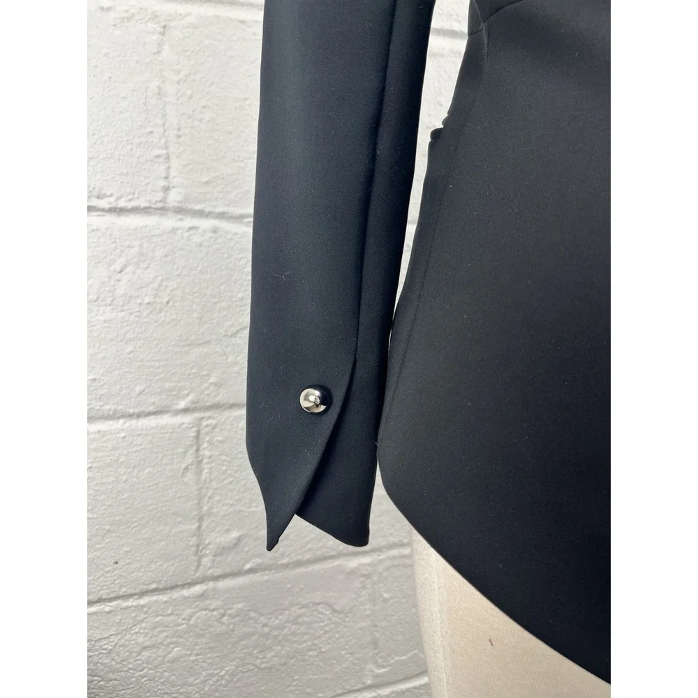 ALEXIS Zipper Blazer Small Black O Ring Structured Jacket Career Interview